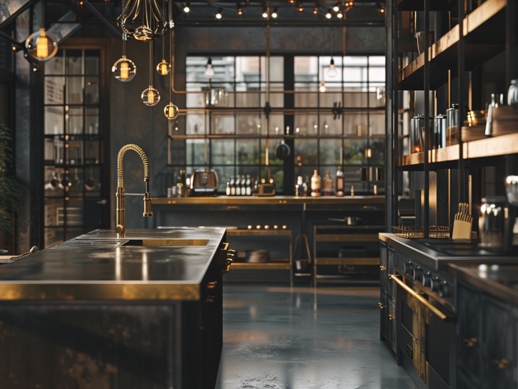 10 inspiracji na urządzenie kuchni w stylu glamour z akcentami industrialnymi