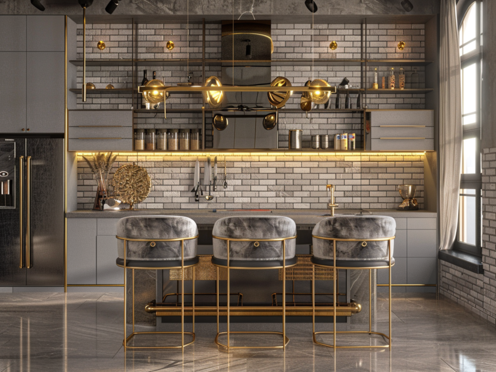 10 inspiracji na urządzenie kuchni w stylu glamour z akcentami industrialnymi