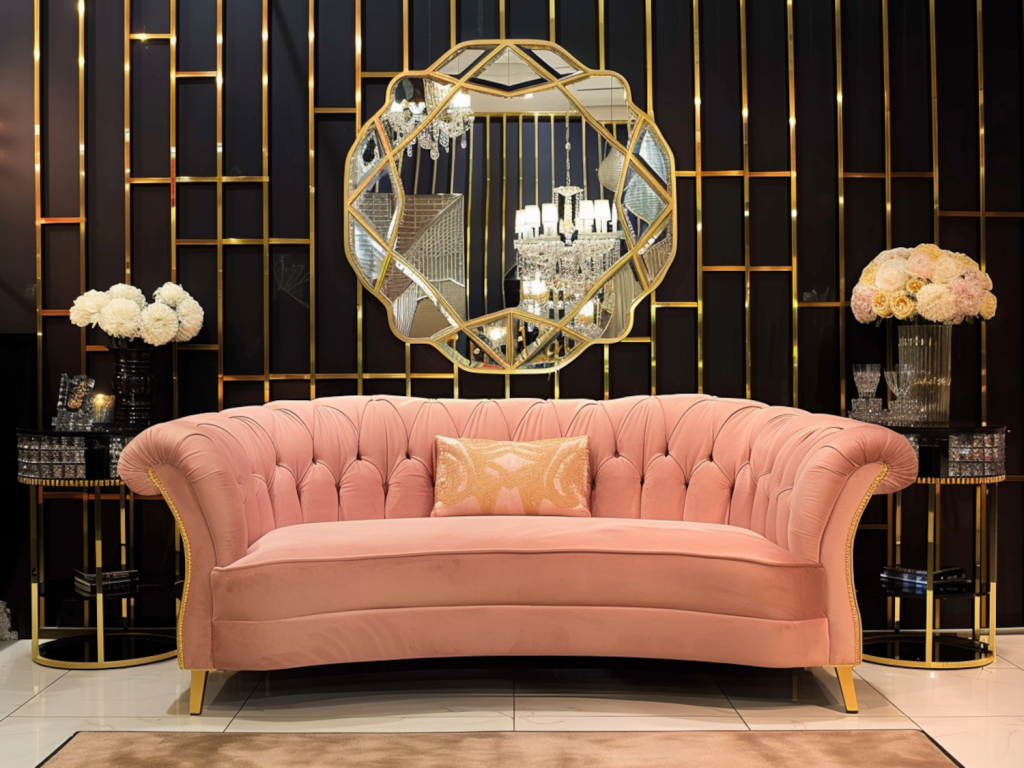 10 inspiracji na urządzenie salonu z luksusowymi sofami w stylu glamour