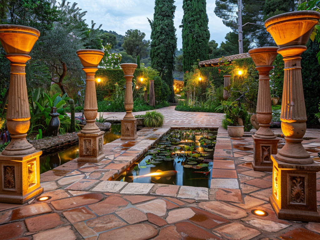 Jakie lampy solarne najlepiej sprawdzą się w ogrodach z oczkami wodnymi w stylu śródziemnomorskim