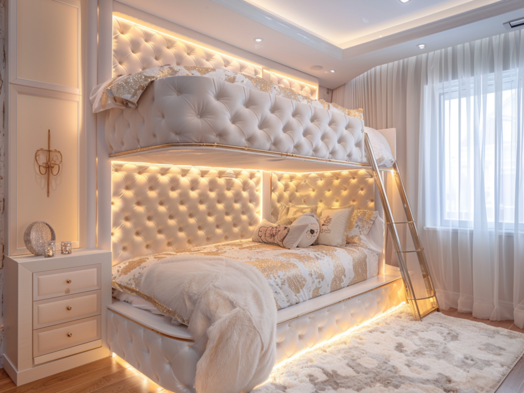 Najlepsze łóżka piętrowe w stylu glamour dla dzieci.