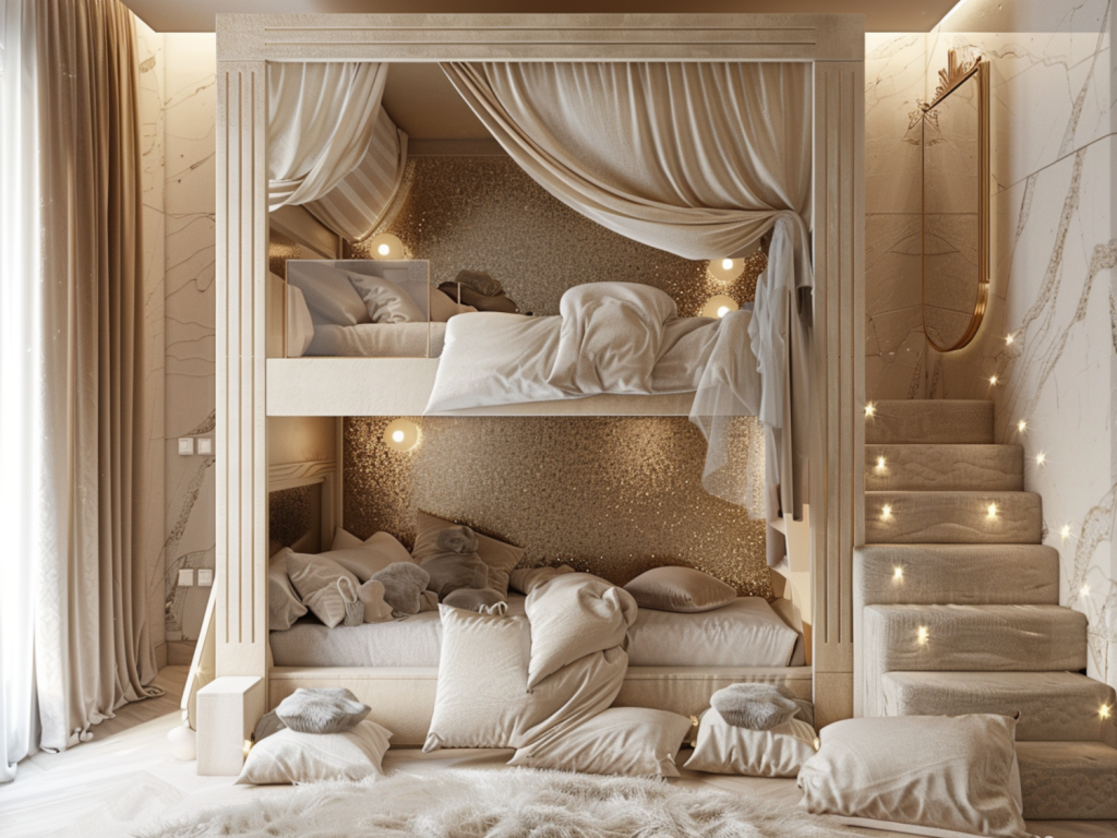Najlepsze łóżka piętrowe w stylu glamour dla dzieci.