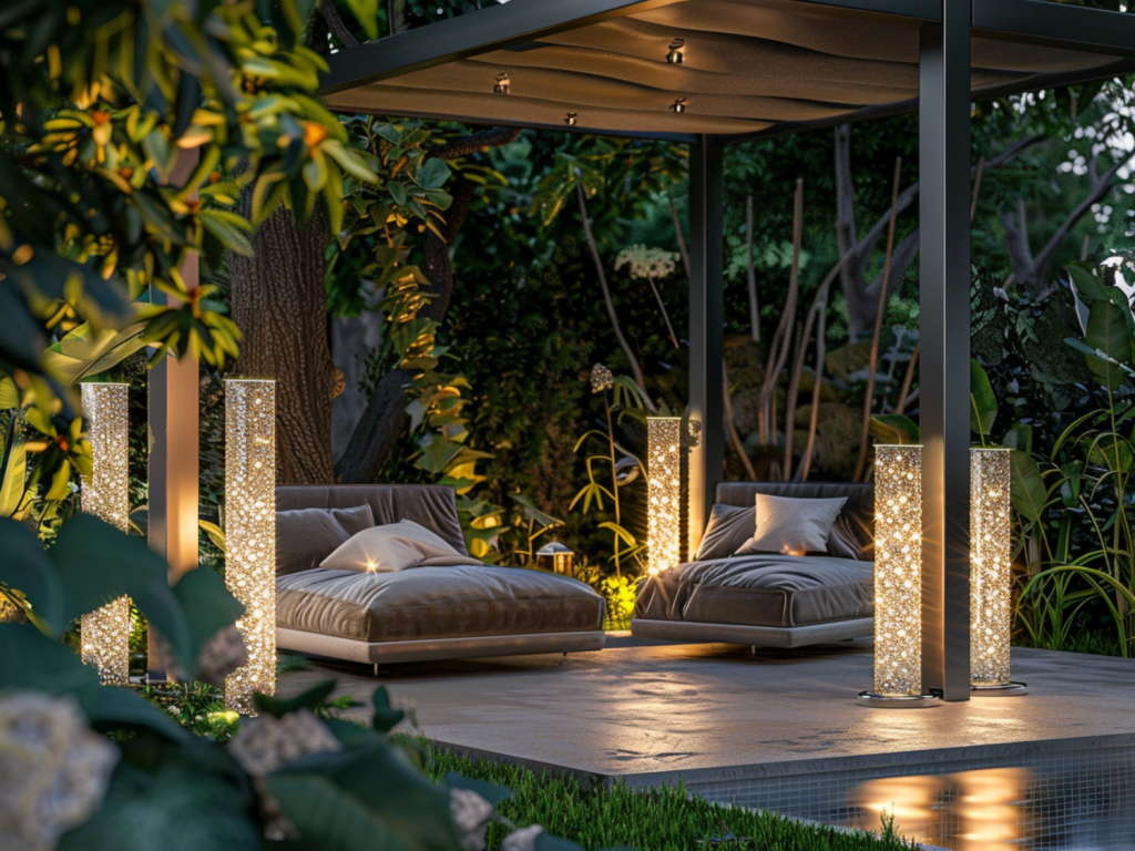 jakie oświetlenie LED wybrać do przestrzeni przy altanach w stylu glamour