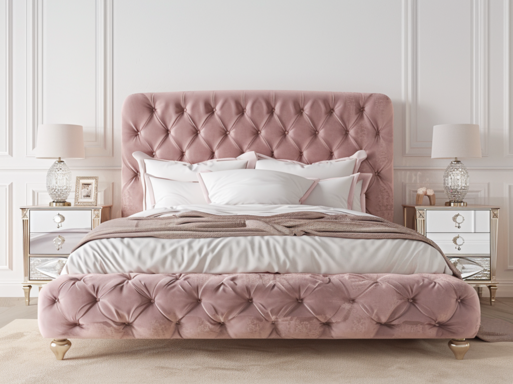 Najlepsze łóżka w stylu glamour z wezgłowiami pikowanym