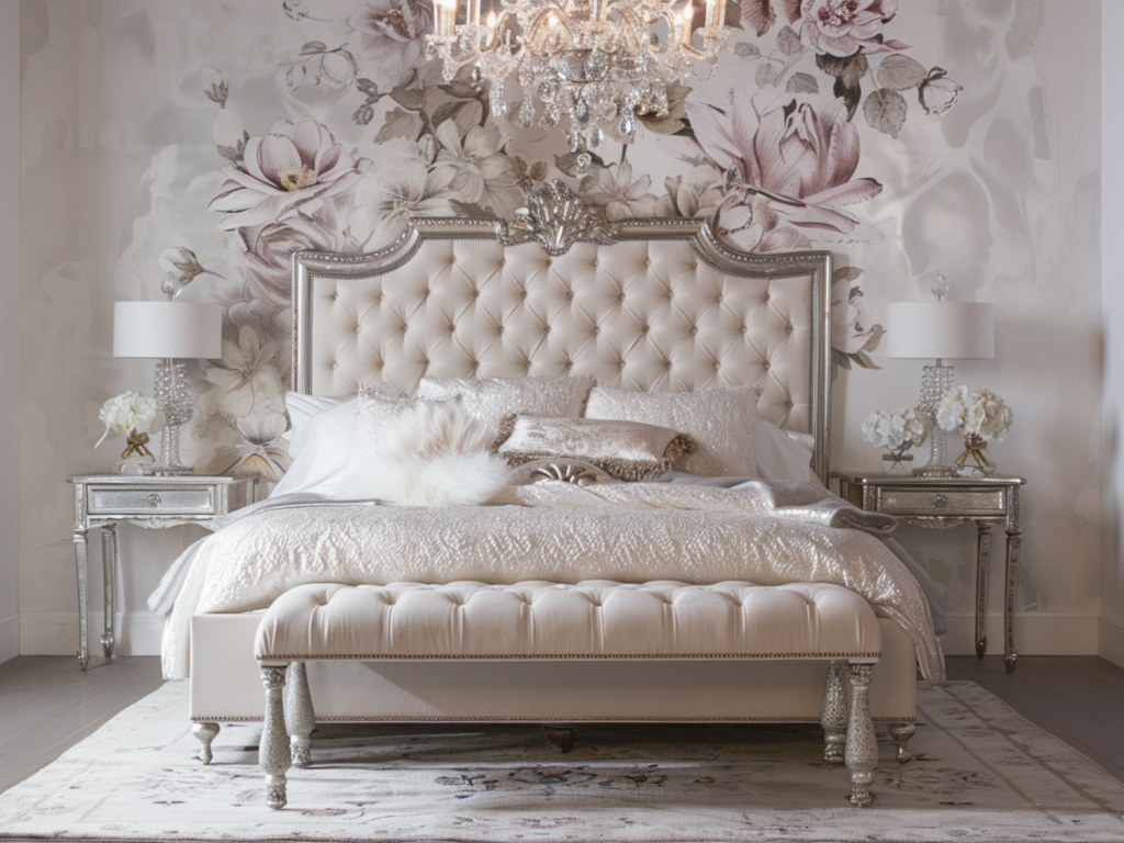 Najlepsze łóżka w stylu glamour z wezgłowiami pikowanym