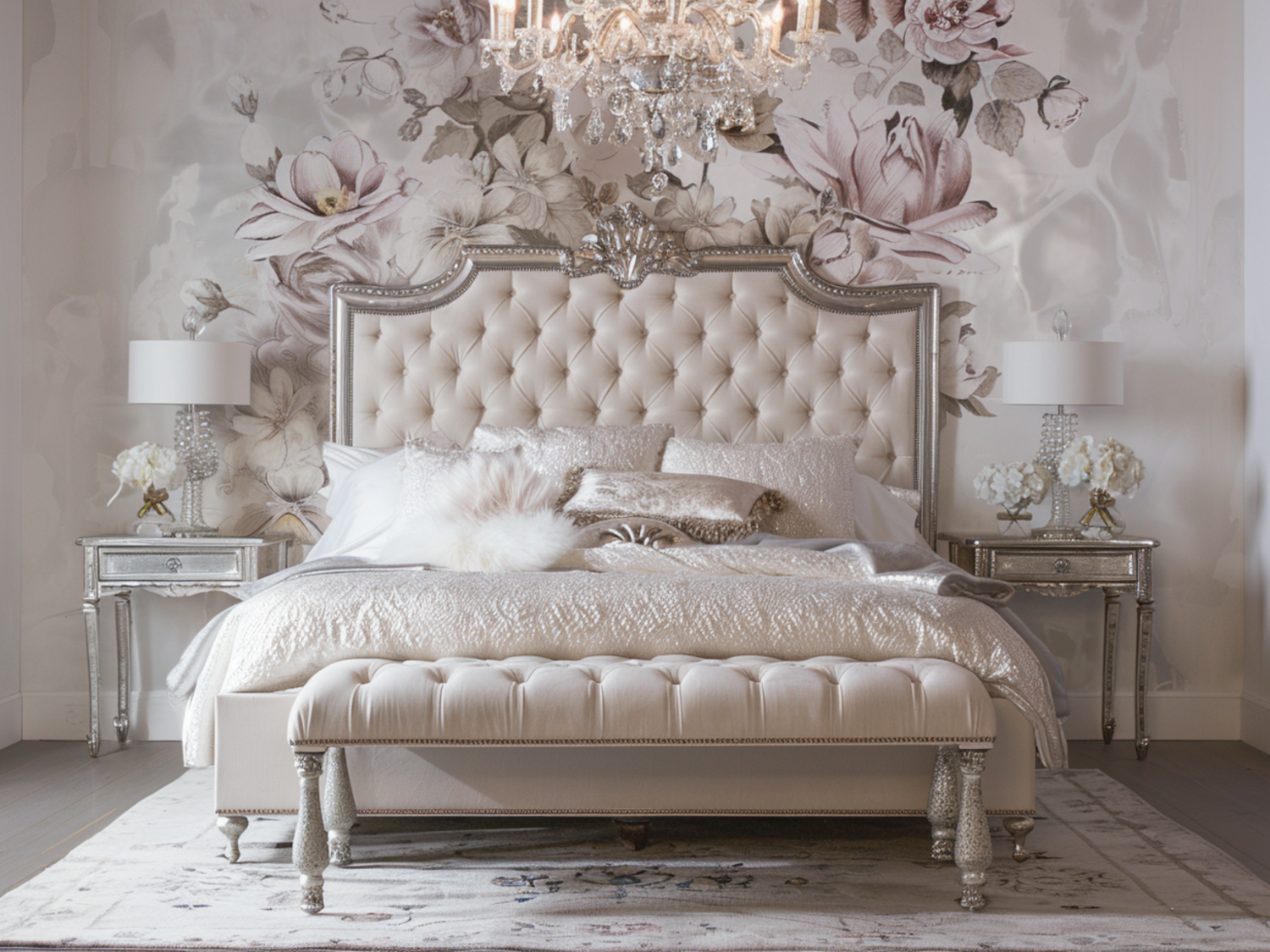Najlepsze łóżka w stylu glamour z wezgłowiami pikowanym